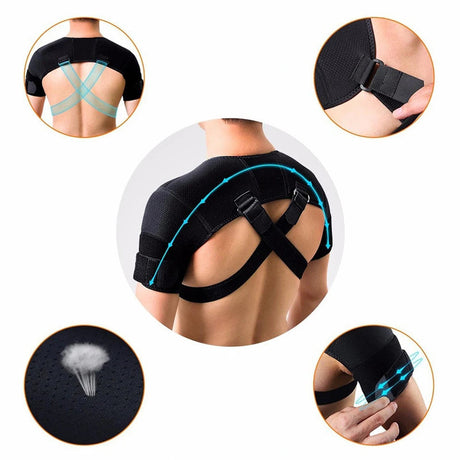 Nneoba Double Shoulder Brace Wrap Neoprene Compression Sleeve.
