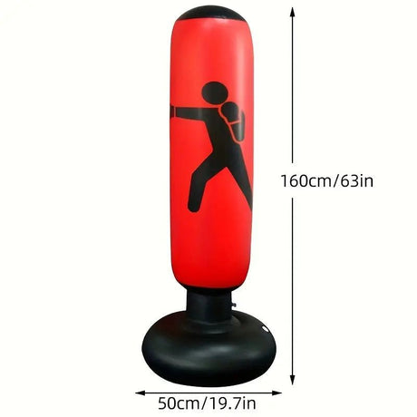 Red inflatable bag stand.