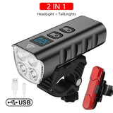Black rechargeable bike light, waterproof.