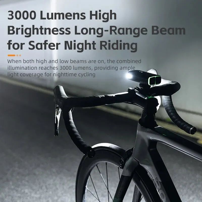 3000 Lumen Rechargeable Bike Light Black