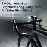 3000 Lumen Rechargeable Bike Light Black