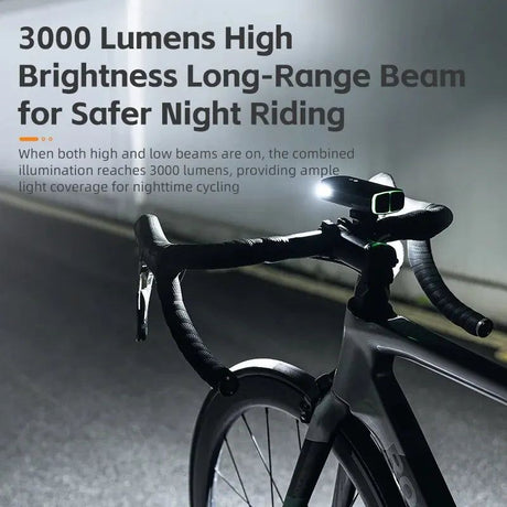 Black rechargeable bike light, waterproof.