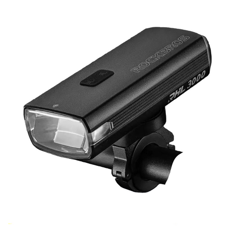 Black rechargeable bike light, waterproof.