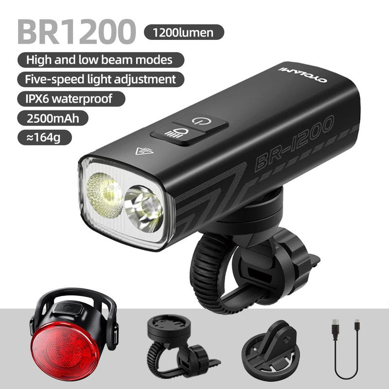 Black bicycle parts, rechargeable, lightweight.