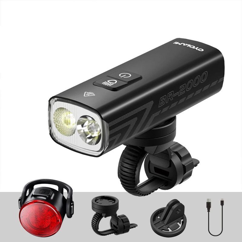 Black bicycle parts, rechargeable, lightweight.
