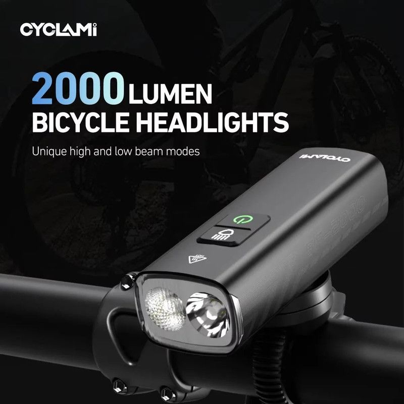 Black bike front light, lightweight.