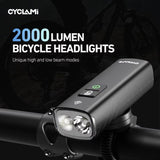 Black bike front light, lightweight.