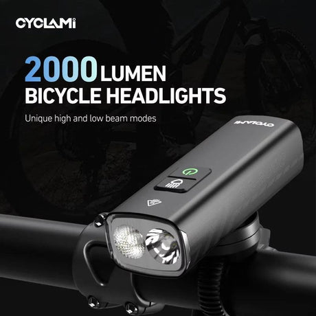 Black bike front light, lightweight.