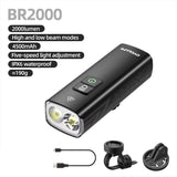 Black bike front light, lightweight.