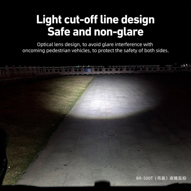 Black rechargeable bike light, waterproof.