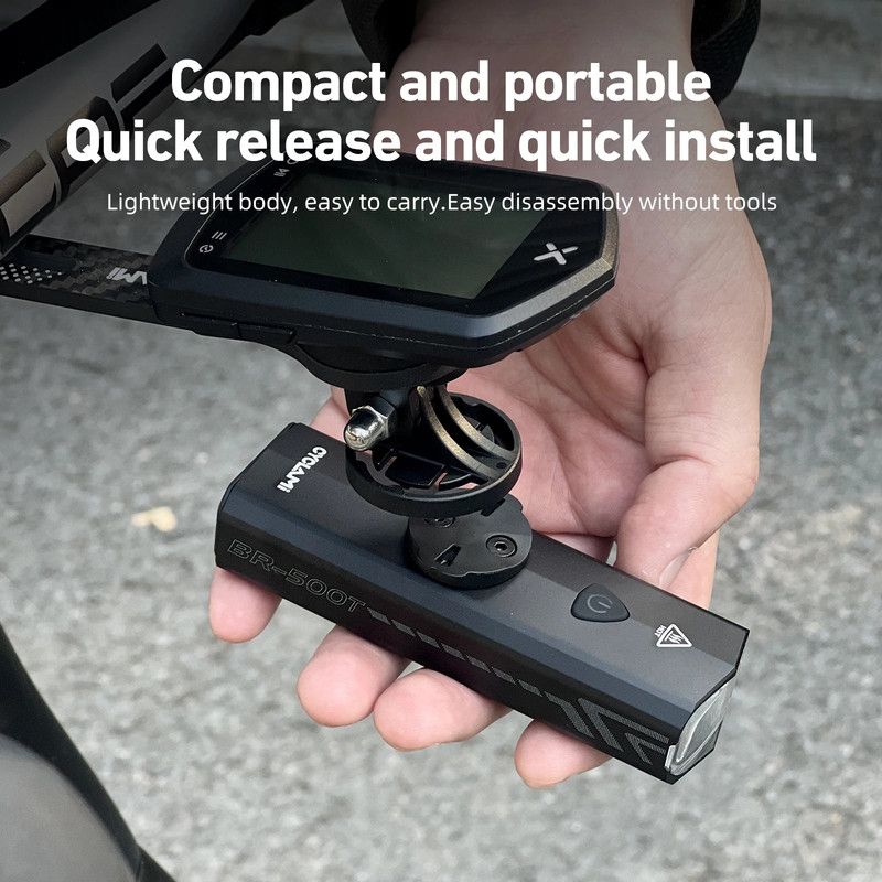 Black rechargeable bike light, waterproof.
