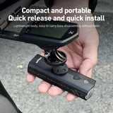 Black rechargeable bike light, waterproof.