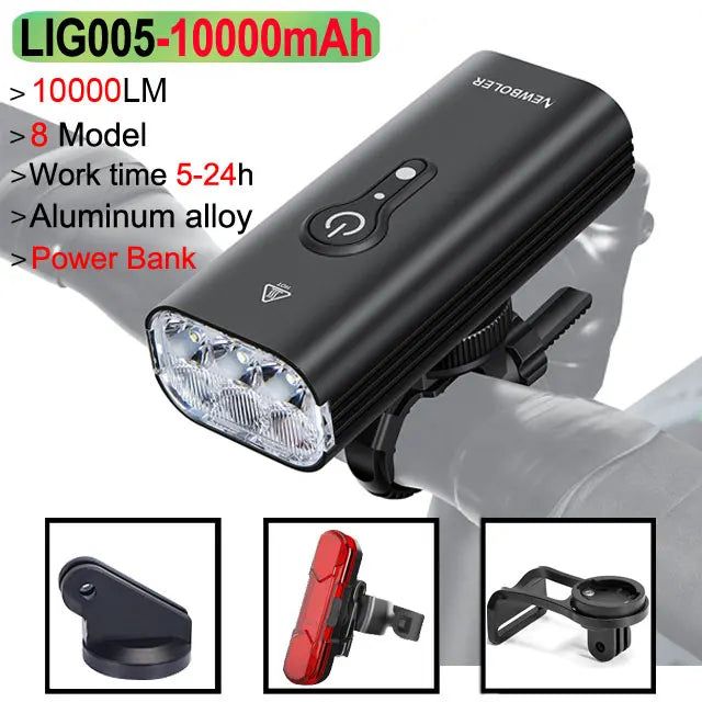 Black bicycle parts, rechargeable, waterproof.