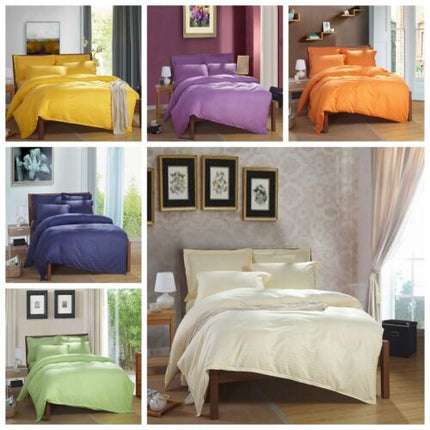 100% cotton Premium Doona Duvet Quilt Cover Set with Soft Pillowcases - yellow-Double