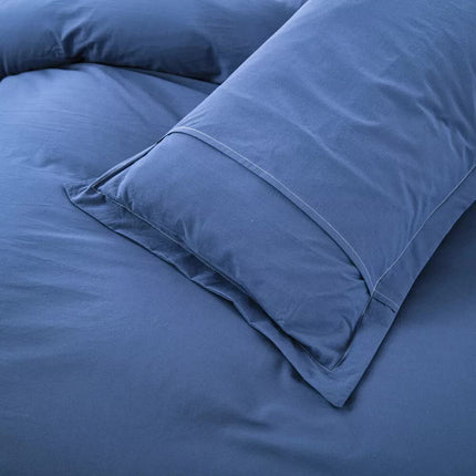 100% cotton Premium Doona Duvet Quilt Cover Set with Soft Pillowcases - Blue-Double