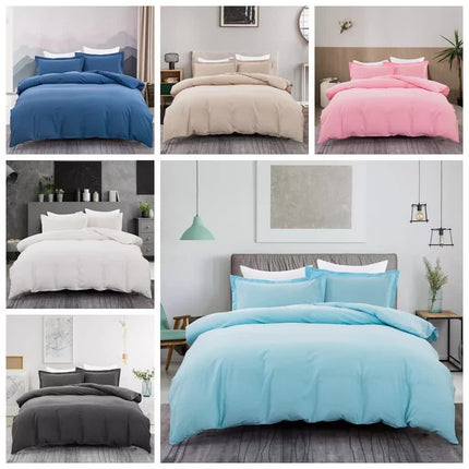 100% cotton Premium Doona Duvet Quilt Cover Set with Soft Pillowcases - Blue-Double