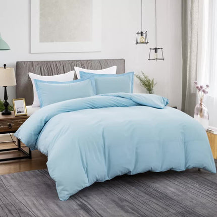 100% cotton Premium Doona Duvet Quilt Cover Set with Soft Pillowcases - Aqua-Double