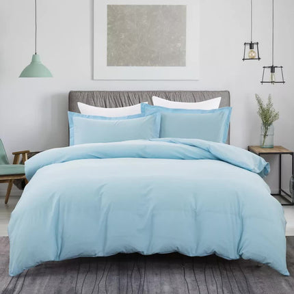 100% cotton Premium Doona Duvet Quilt Cover Set with Soft Pillowcases - Aqua-Queen