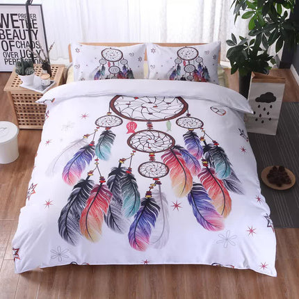 Dream catcher Printed Duvet Cover Set with Matching Pillowcases - white-Double