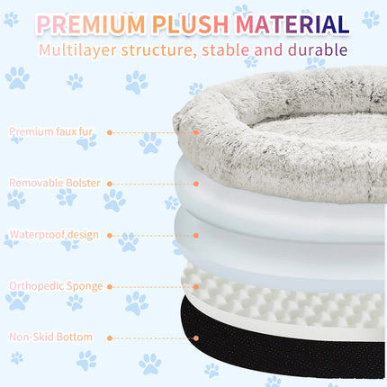 Fluffy Donut-Shaped Pet Bed- Soft, Cozy, and Anti-Anxiety for Dogs and Cats, Machine Washable Dark Gray Size:S 60*15*18cm