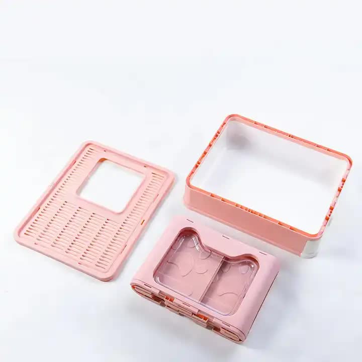 Foldable Cat Litter Box with Pull-Out Tray -Easy Cleaning and Anti-Splash Design Pink 51*41*38cm