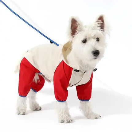 Waterproof Dog Raincoat with Hidden Leash Hole - Windproof and Comfortable for Outdoor Walks, Size:M (Back Length 25cm/9.84in, Bra 38cm/14.96in) White