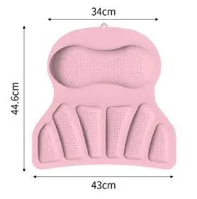 Pink Silicone Bath Pillow - Ergonomic Design with Suction Cups for Comfortable Bathtub Support