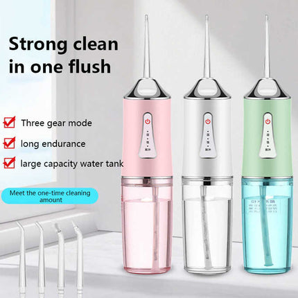 White Electric Portable Water Flosser - Smart 4-Head Oral Irrigation Teeth Cleaner, Pulse Cleaning for Home Use