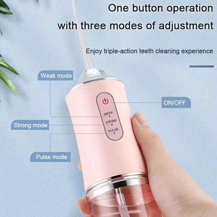 White Electric Portable Water Flosser - Smart 4-Head Oral Irrigation Teeth Cleaner, Pulse Cleaning for Home Use