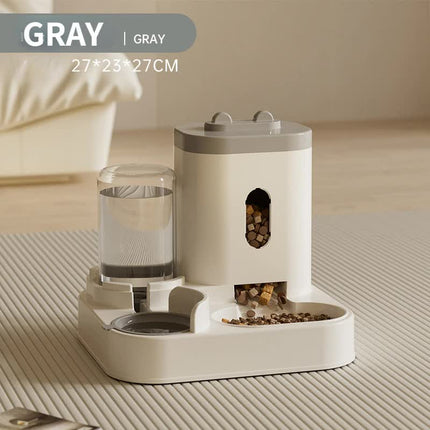 Grey Automatic Pet Feeder and Water Dispenser - Smart Dog Bowl & Cat Feeder, Universal Pet Feeding Station, Electric Pet Water Fountain