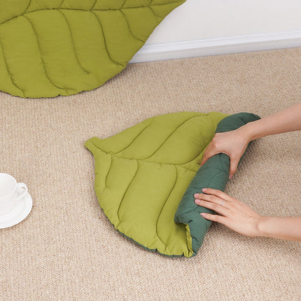 2 Pcs Green Leaf-Shaped Pet Sleeping Mat - Durable Dog Floor Pad & Cat Bed for Sleeping and Playtime