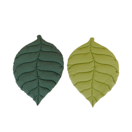 2 Pcs Green Leaf-Shaped Pet Sleeping Mat - Durable Dog Floor Pad & Cat Bed for Sleeping and Playtime