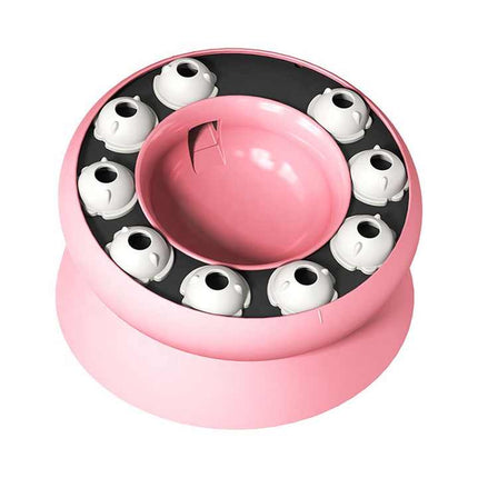 Pink Interactive Slow Feeder Cat Bowl - 15° Tilt Design, Puzzle Feeder for Healthy Eating