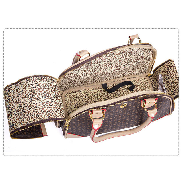 Portable Pet Travel Bag - Anti-Crush Dog Carrier for Outdoor Trips (L-42x29x18cm, White Color)