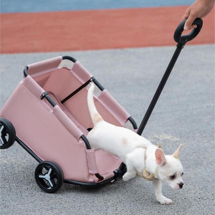 Gray Foldable Pet Travel Wagon for Small Dogs - Lightweight and Portable