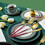 Pink And Gold Patchwork Colours 410 Stainless Steel 16-Piece Flatware Set - Elegant Dinnerware with Knife, Fork, Spoon for 4 People