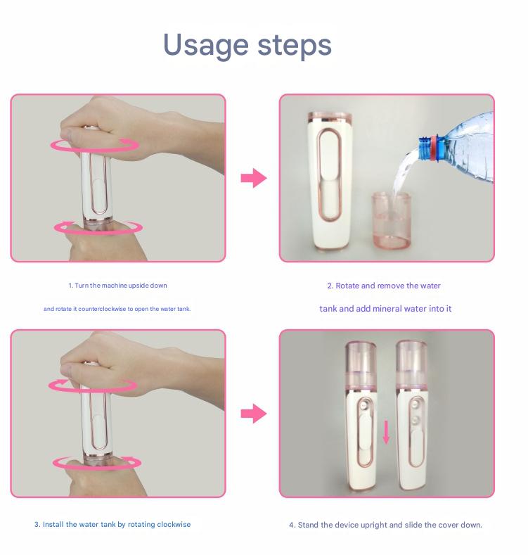 Yellow Dual Nozzle Nano Facial Mister - USB Rechargeable Hydrating Spray