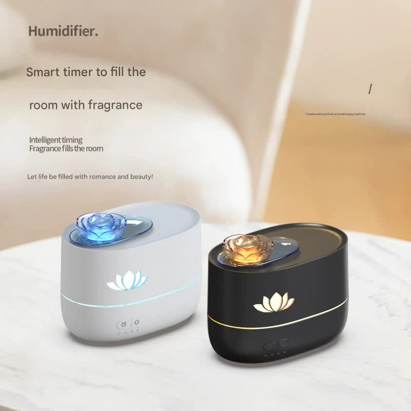 Creative Aroma Diffuser & Humidifier with 7-Hue Light - USB-C, Intelligent Timer & Delicate Mist(Lotus Aroma Diffuser - White)