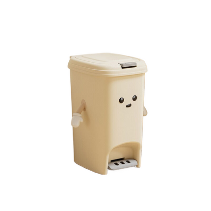 Cream white 10L foot pedal trash can U fun style 20cm * 27.5cm * 27.5cm