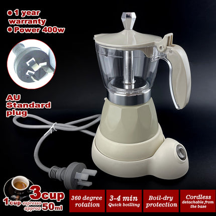 Latest Styles Electric Aluminum Espresso Moka Coffee Maker 3cups Italian Classic - Cream