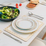 8 Pcs Clevinger  MDF Placemats and Coasters Gold Border