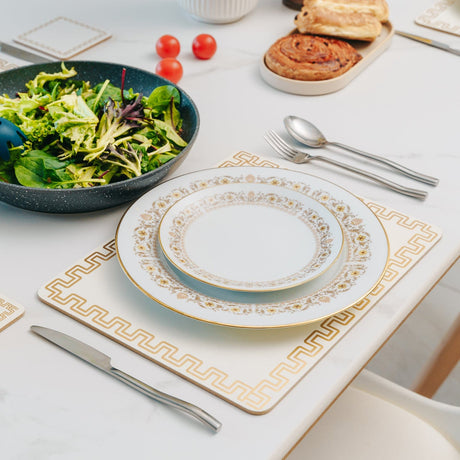 8 Pcs Clevinger MDF Placemats and Coasters Gold Border.