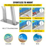 VEVOR Pool Rail 30x22 Pool Railing 304 Stainless Steel 250LBS Load Capacity Silver Rustproof Pool Handrail Humanized Swimming Pool Handrail with Blue Grip Cover & M8 Drill Bit & Self-Taping Screws
