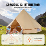 VEVOR Canvas Bell Tent 4m/13.12ft 4-Season Camping Yurt Tent with Stove Jack
