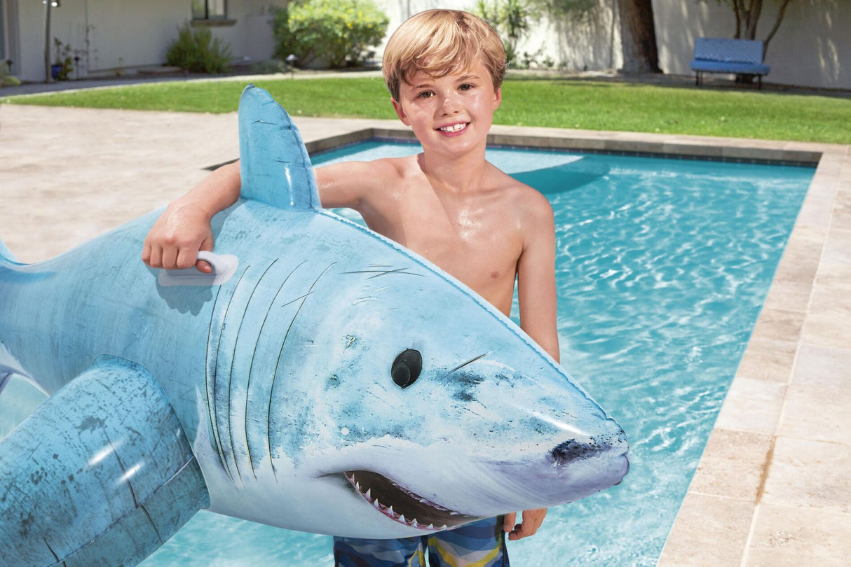 Bestway 1.83m x 1.02m Realistic Shark Pool Float Inflatable Rubber Ride on for Kids