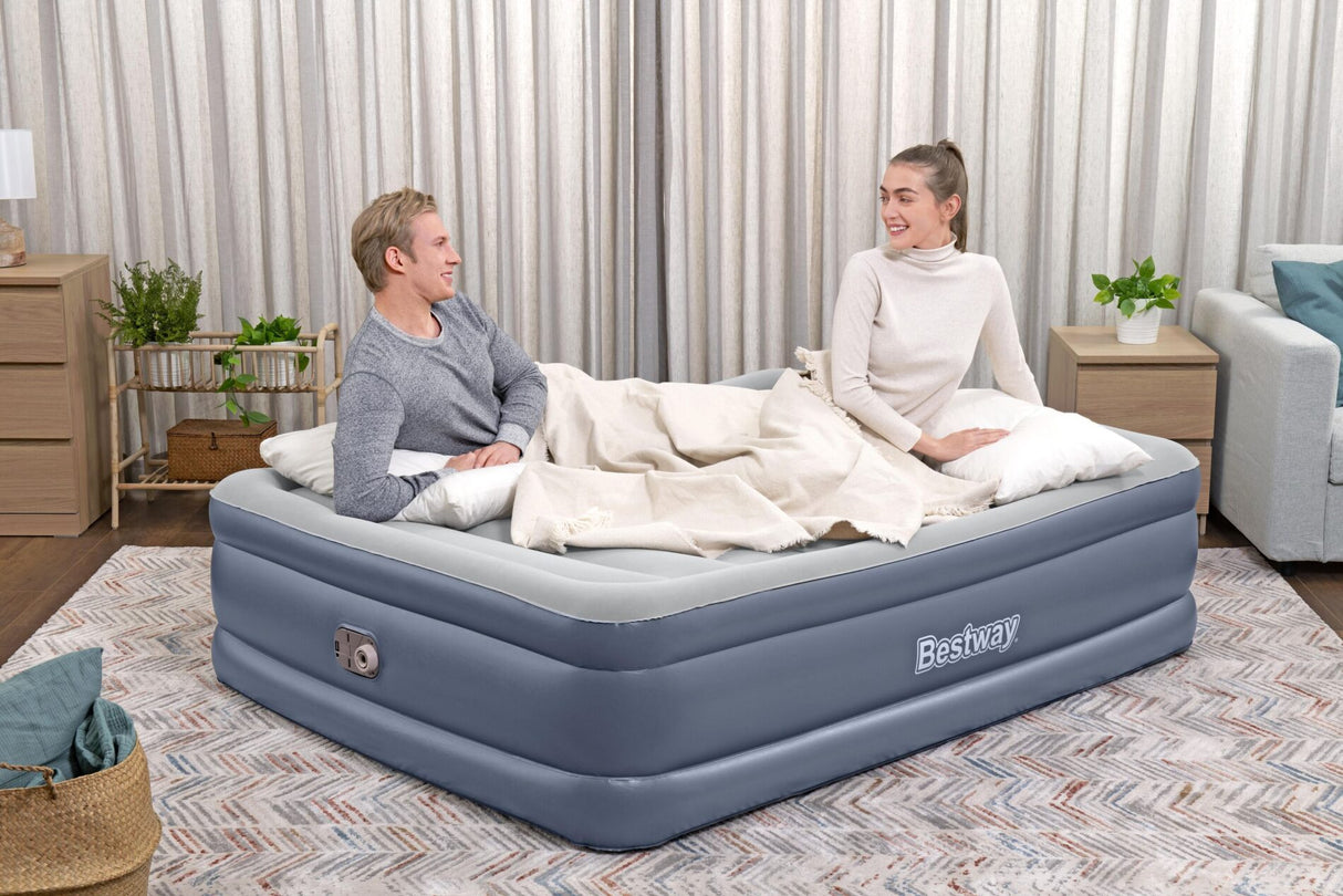 Bestway 2.03m x 1.52m x 51cm Tritech Air Inflatable Mattress Queen Built-in AC Pump