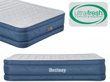 Bestway 2.03m x 1.52m x 46cm Fortech Snugable Top Air Inflatable Mattress Queen Built-in AC Pump