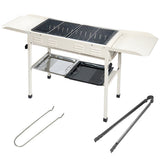 Charcoal stainless steel foldable grill, with a non-stick surface.