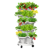 5 Tier Stackable Planter Pots Vertical Garden Stacking Space Saving High Yield Ideal for Herbs Flower Plants Veggies.