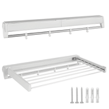 White foldable drying rack, wall mounted.